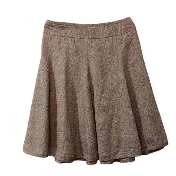 AKRIS PUNTO‎ Circle Skirt Wool Silk Blend Flouncy Brown Tweed Size 6 Skater - Picture 2 of 16